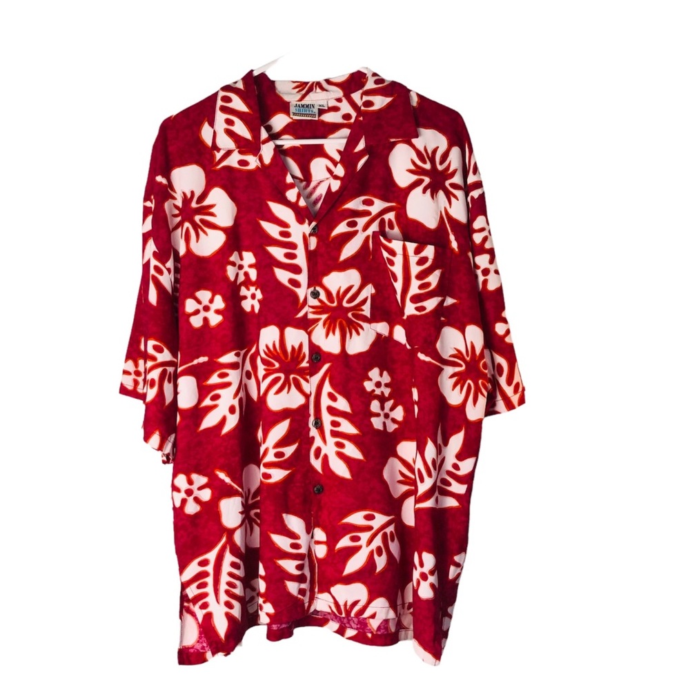 Jammin Shirt by Basix Men Hawaiian camp aloha luau tropical rayon flora XL